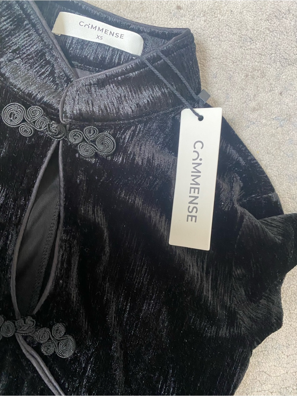 NWT Commense Black Velvet Maxi Dress Sz XS - Picture 4 of 5